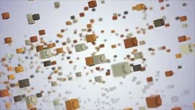 小积木汇聚乐高积木堆积科技ae模板视频的预览图